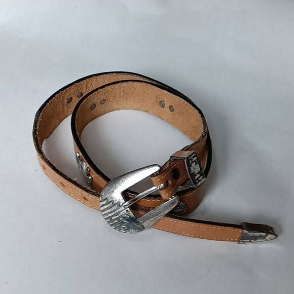 Vintage Women's Native Indian Design Buckle Belt Brown - Picture 1 of 5